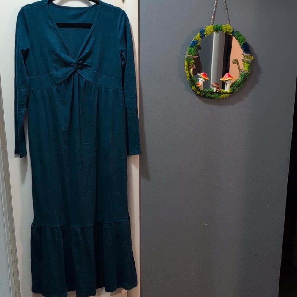 Teal Long Sleeve Dress -- FITS SIZE L/XL